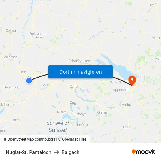 Nuglar-St. Pantaleon to Balgach map