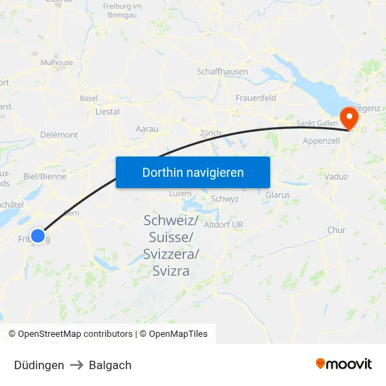 Düdingen to Balgach map