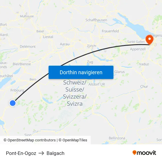 Pont-En-Ogoz to Balgach map