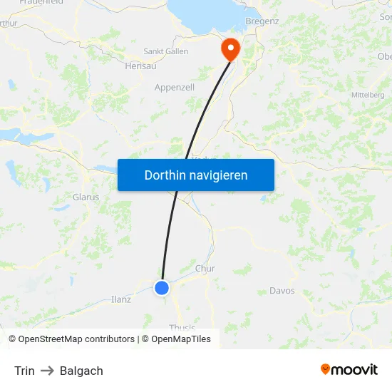 Trin to Balgach map