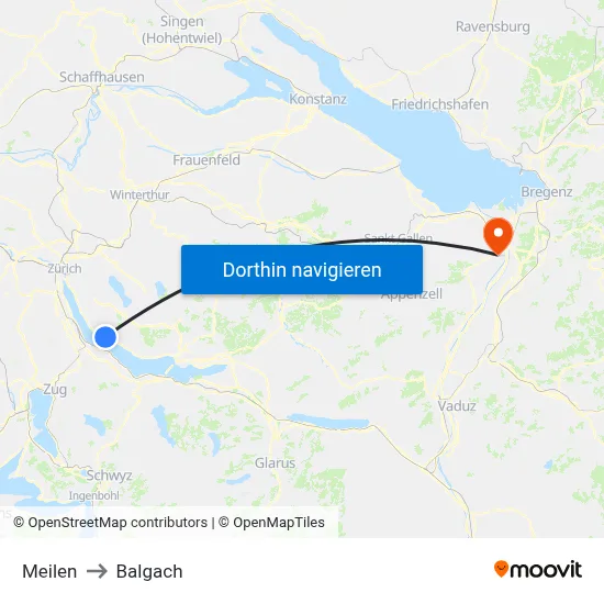 Meilen to Balgach map