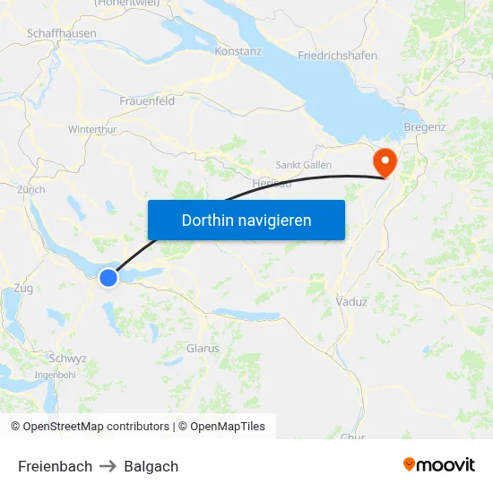 Freienbach to Balgach map