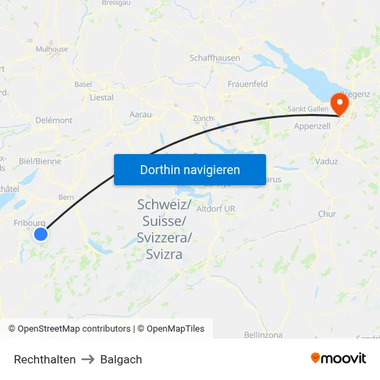 Rechthalten to Balgach map