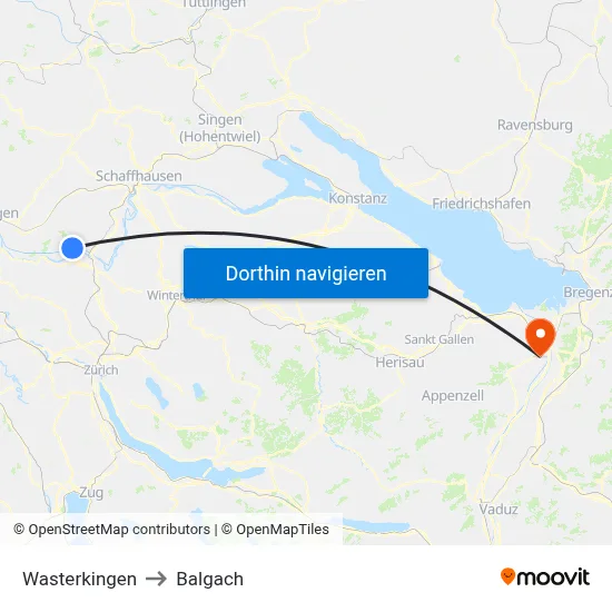 Wasterkingen to Balgach map