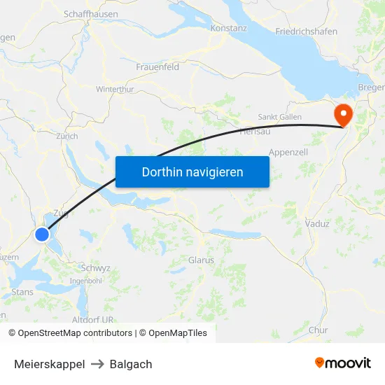 Meierskappel to Balgach map