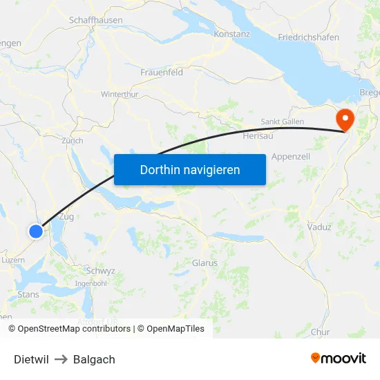 Dietwil to Balgach map