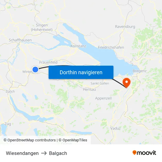 Wiesendangen to Balgach map