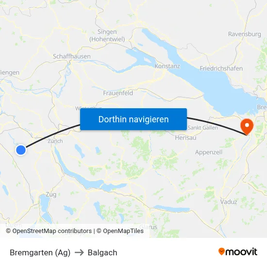 Bremgarten (Ag) to Balgach map