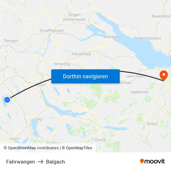 Fahrwangen to Balgach map