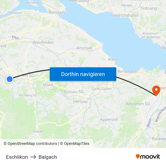 Eschlikon to Balgach map