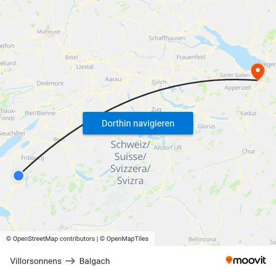 Villorsonnens to Balgach map