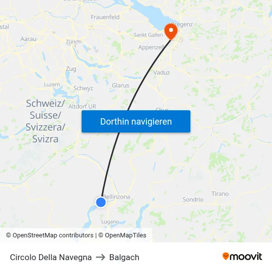 Circolo Della Navegna to Balgach map