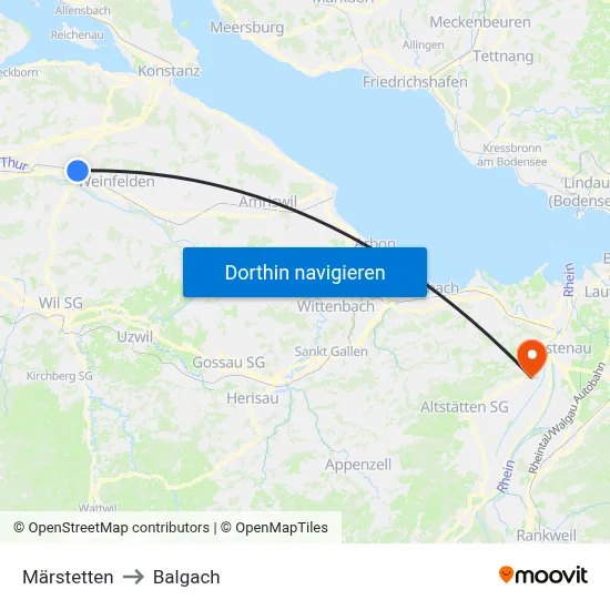Märstetten to Balgach map