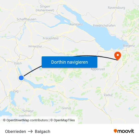 Oberrieden to Balgach map