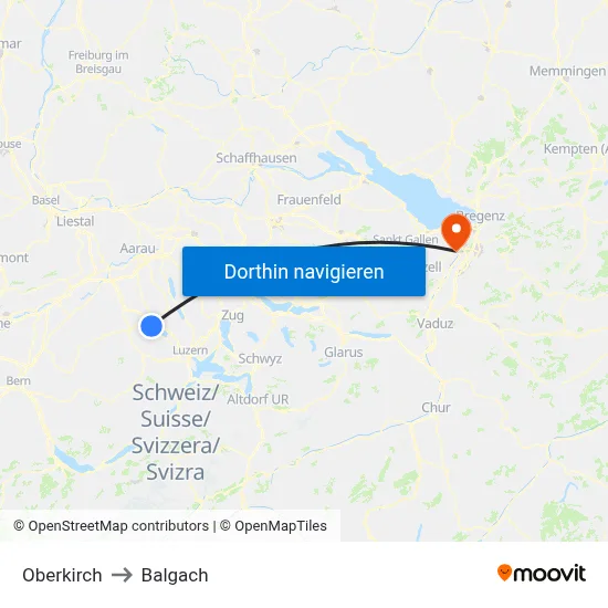 Oberkirch to Balgach map