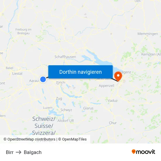 Birr to Balgach map