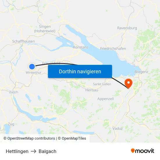 Hettlingen to Balgach map
