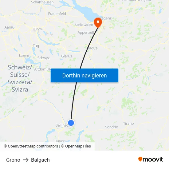 Grono to Balgach map