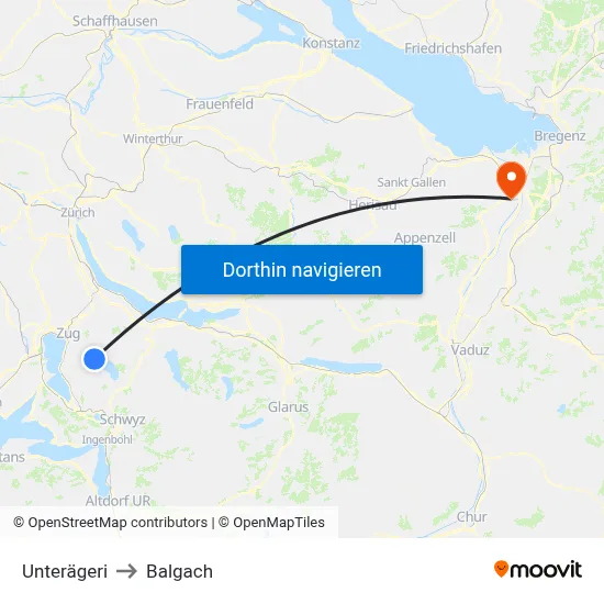 Unterägeri to Balgach map