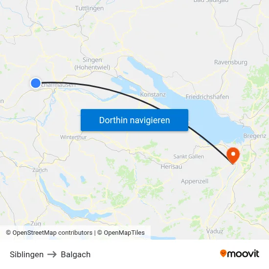 Siblingen to Balgach map