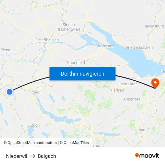 Niederwil to Balgach map