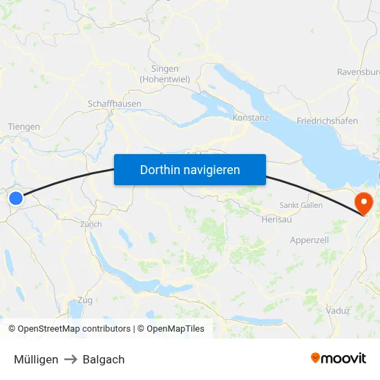 Mülligen to Balgach map