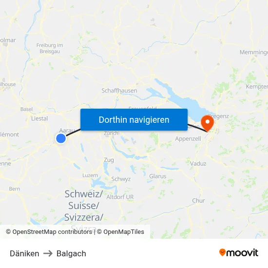 Däniken to Balgach map