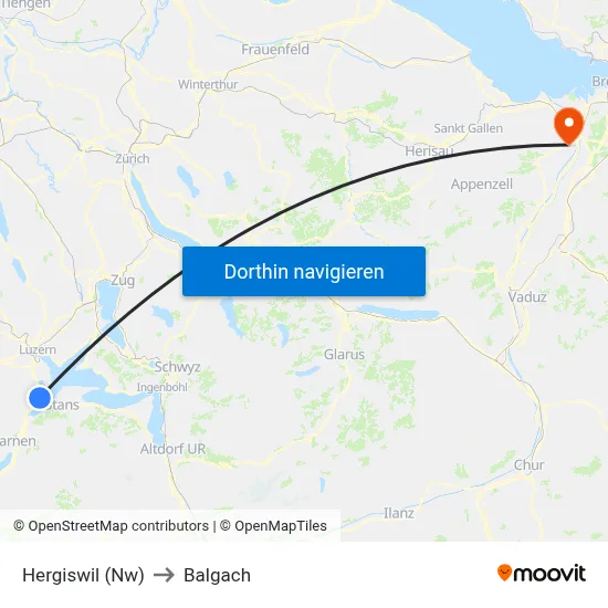 Hergiswil (Nw) to Balgach map
