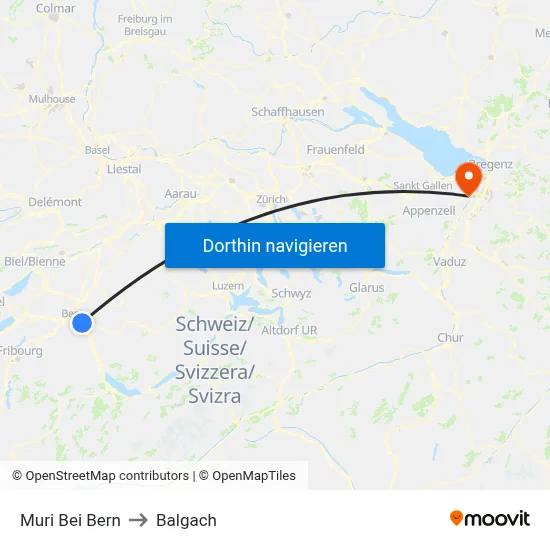Muri Bei Bern to Balgach map