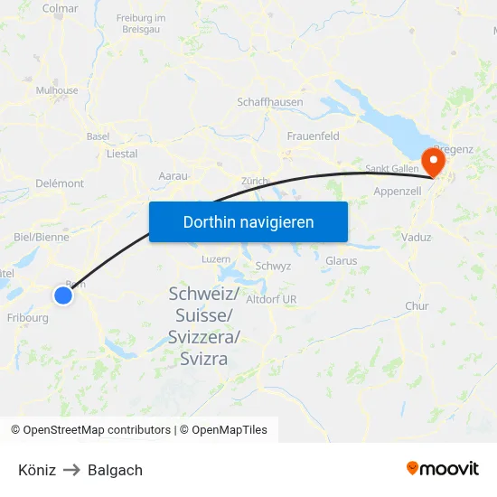 Köniz to Balgach map