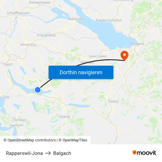Rapperswil-Jona to Balgach map