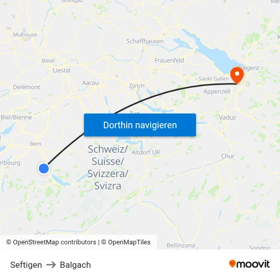 Seftigen to Balgach map