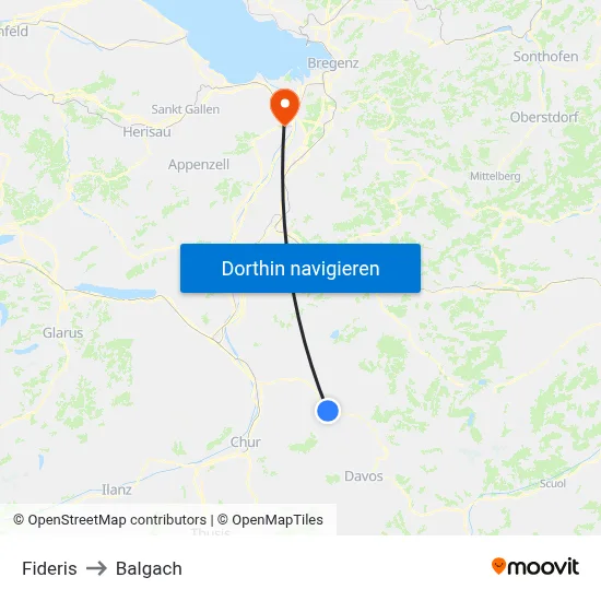 Fideris to Balgach map