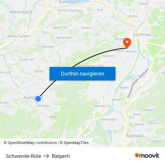 Schwende-Rüte to Balgach map