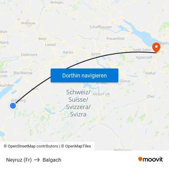 Neyruz (Fr) to Balgach map