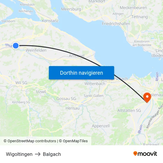 Wigoltingen to Balgach map
