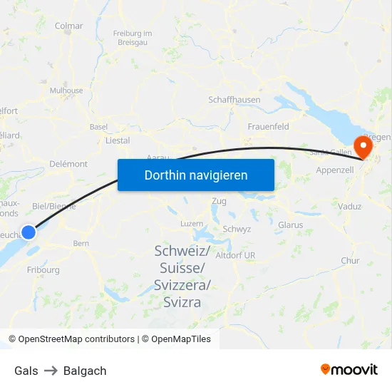 Gals to Balgach map