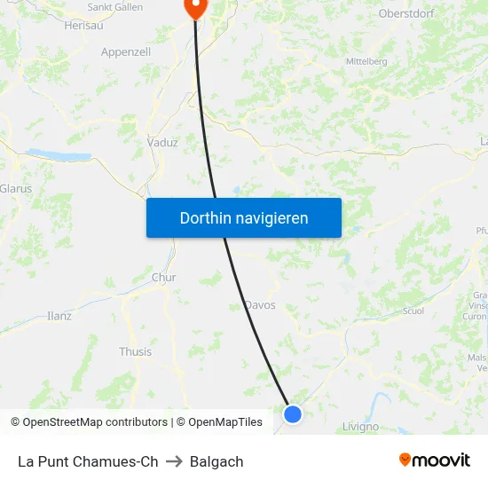La Punt Chamues-Ch to Balgach map