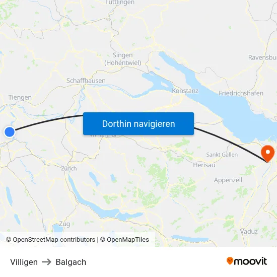 Villigen to Balgach map