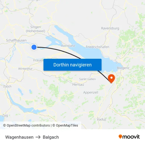 Wagenhausen to Balgach map