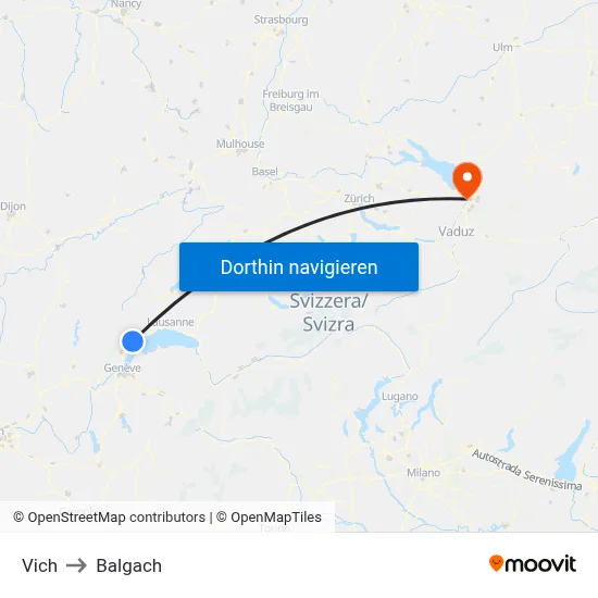 Vich to Balgach map