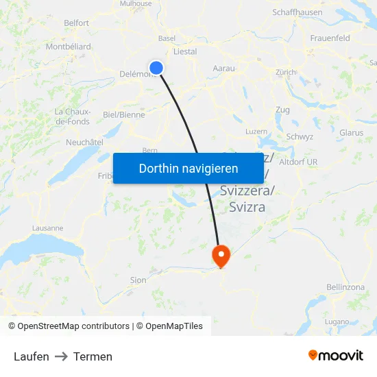 Laufen to Termen map
