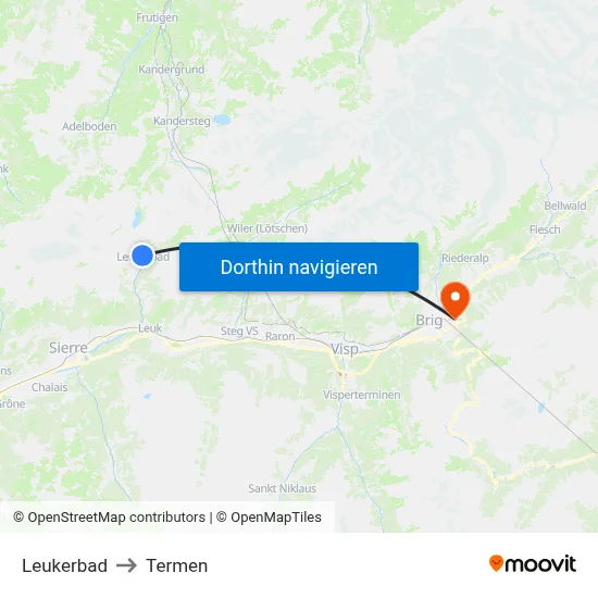 Leukerbad to Termen map
