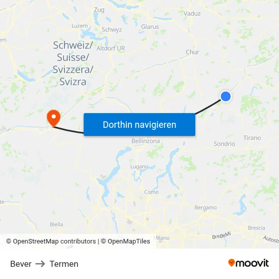 Bever to Termen map