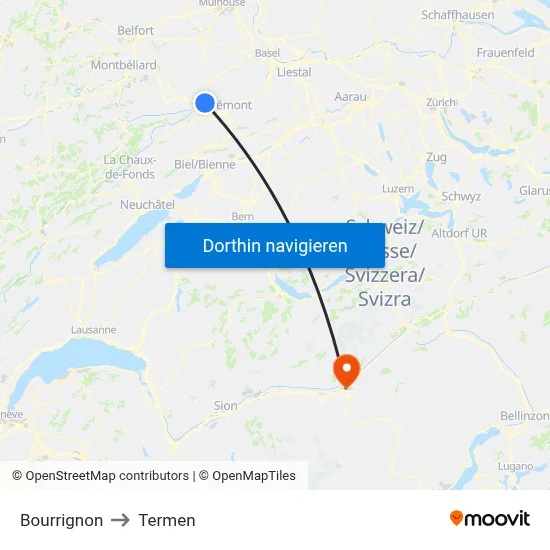 Bourrignon to Termen map