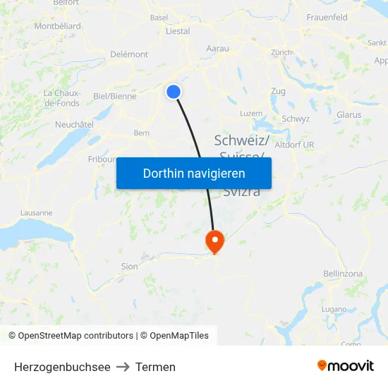 Herzogenbuchsee to Termen map