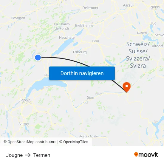Jougne to Termen map