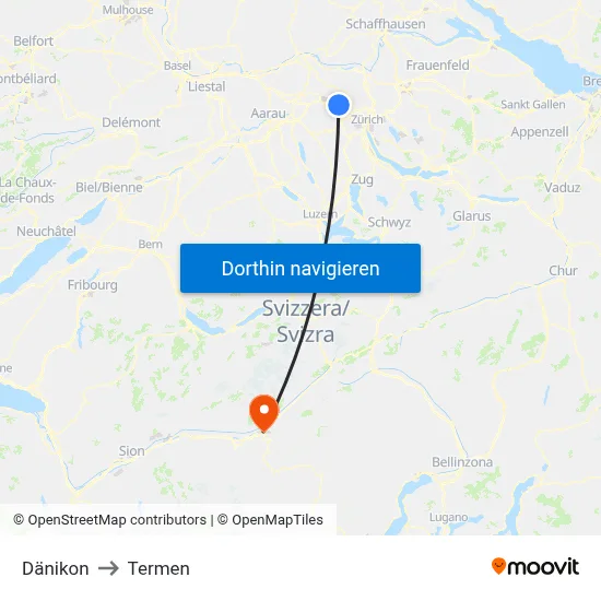 Dänikon to Termen map