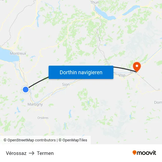 Vérossaz to Termen map