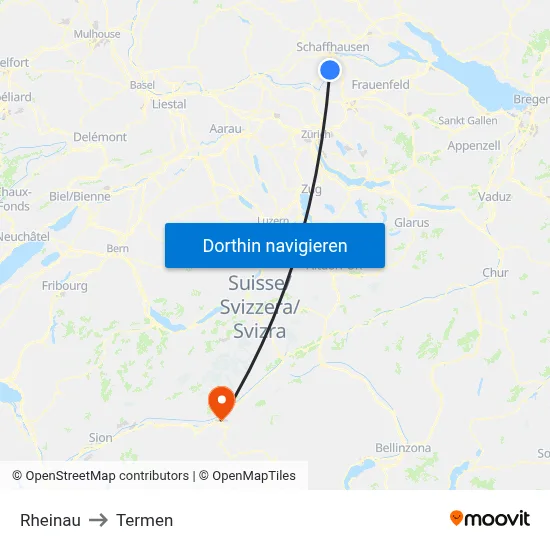 Rheinau to Termen map